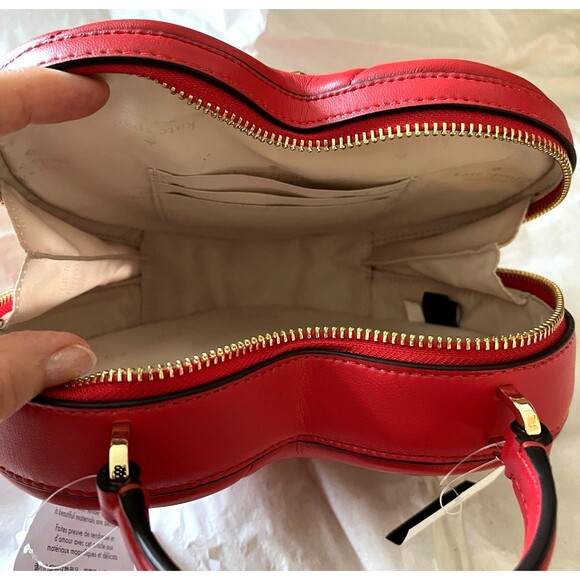 New Kate Spade Love Shack Quilted 3D Heart Crossbody Ruby Red - Picture 5 of 5